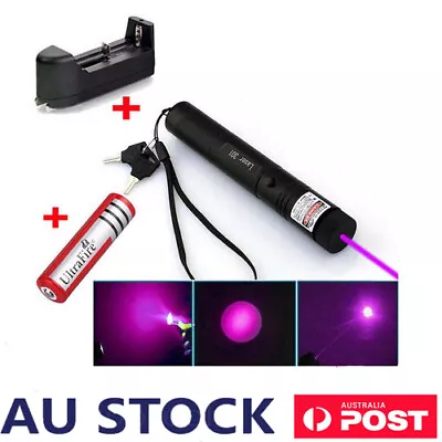 301 < 1MW Purple Light Laser Pointer Pen Visible Beam Lazer + Battery + Charger • $19.69